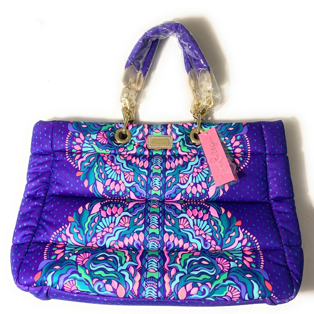 LILLY PULITZER PUFFER TOTE RARE NWT